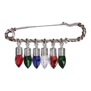 NWT Roman, Inc Red Blue Green Orange Clear Christmas Lights Safety Pin
